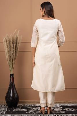 BEIGE CHANDERI SUIT SET 4