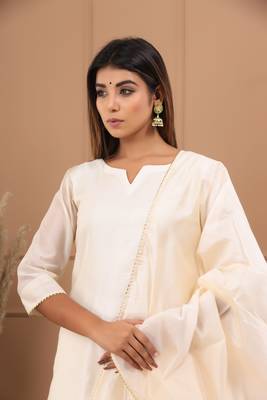 BEIGE CHANDERI SUIT SET 6