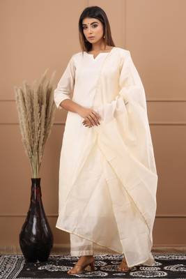 BEIGE CHANDERI SUIT SET 7