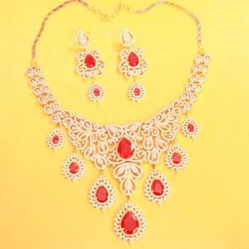 Beautiful American Diamond Ruby Necklace Set 1