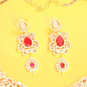 Beautiful American Diamond Ruby Necklace Set 2