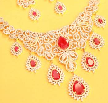 Beautiful American Diamond Ruby Necklace Set 3