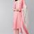 Women pink printed polyester stiched straight kurta palazzo suit set