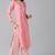 Women pink printed polyester stiched straight kurta palazzo suit set