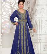 Navy-Blue color luxurious Full Sleeves Handmade Moroccan Kaftan with hijjab