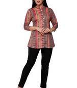Muslin rayon cotton print with foil short kurtis top