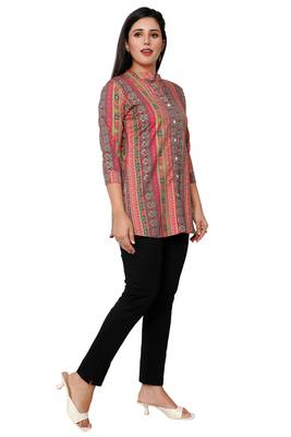 Muslin rayon cotton print with foil short kurtis top 4
