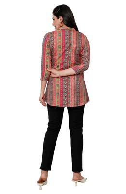 Muslin rayon cotton print with foil short kurtis top 5