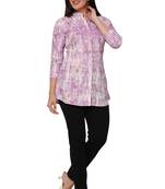 Muslin rayon cotton print with foil short kurtis top