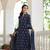 Women blue embroidered pure cotton  stiched straight kurta palazzo suit set