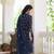 Women blue embroidered pure cotton  stiched straight kurta palazzo suit set