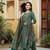 Women green printed rayon stiched straight kurta trousers suit set