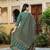 Women green printed rayon stiched straight kurta trousers suit set