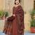 Women orange printed rayon stiched straight kurta trousers suit set