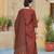 Women orange printed rayon stiched straight kurta trousers suit set