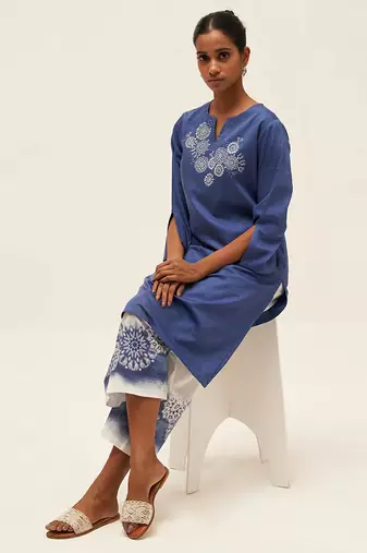 Blue and white cotton co-ord set
