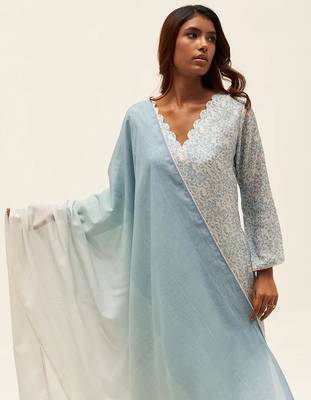 Light blue and white printed salwar suit 3
