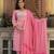 Women pink embroidered pure cotton  stiched straight kurta salwar suit set