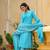 Women blue printed pure cotton  stiched straight kurta trousers suit set