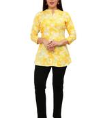 Muslin rayon cotton print with foil short kurtis top