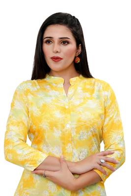 Muslin rayon cotton print with foil short kurtis top 2
