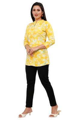 Muslin rayon cotton print with foil short kurtis top 3