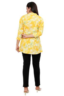 Muslin rayon cotton print with foil short kurtis top 5