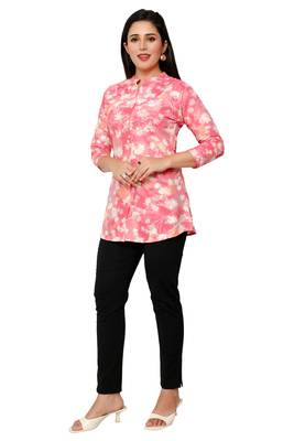 Muslin rayon cotton print with foil short kurtis top 3