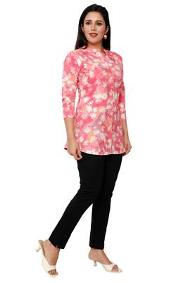 Muslin rayon cotton print with foil short kurtis top 4