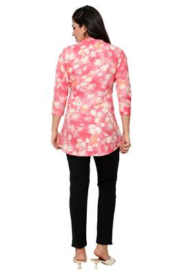 Muslin rayon cotton print with foil short kurtis top 5