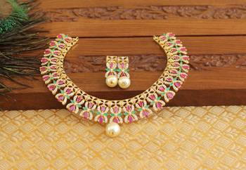 Designer gold plated cz necklace set 1