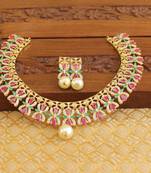 Designer gold plated cz necklace set