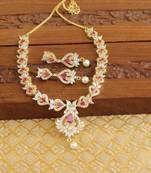Designer gold plated cz necklace set