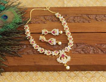 Designer gold plated cz necklace set 3
