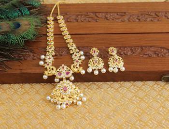 Designer gold plated cz necklace set 1