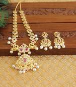 Designer gold plated cz necklace set