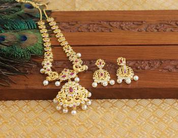 Designer gold plated cz necklace set 2