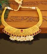 Designer gold plated pearl necklace