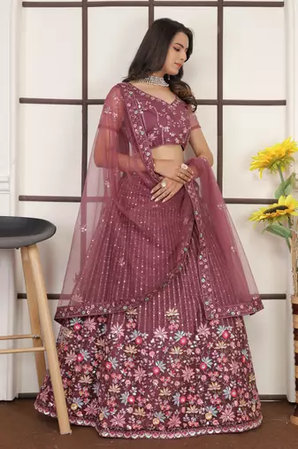 Fetching Bright Red Butter Net Embroidery With Sequins Designer Lehenga Choli For Wedding