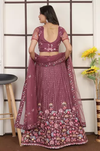 Fetching Bright Red Butter Net Embroidery With Sequins Designer Lehenga Choli For Wedding