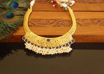 Designer gold plated pearl necklace 1