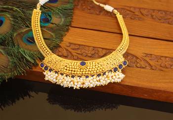 Designer gold plated pearl necklace 2