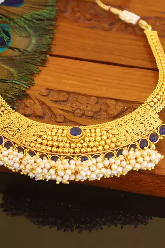 Designer gold plated pearl necklace