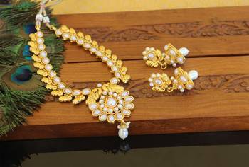 Designer gold plated peacock necklace set 2
