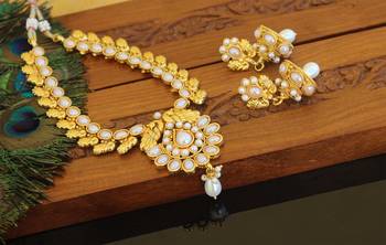 Designer gold plated peacock necklace set 4