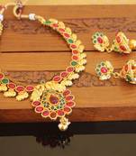 Designer gold plated peacock necklace set