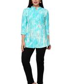 Muslin rayon cotton print with foil short kurtis top