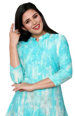 Muslin rayon cotton print with foil short kurtis top 2