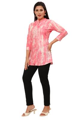 Muslin rayon cotton print with foil short kurtis top 3