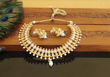 Designer gold plated pearl necklace set 1